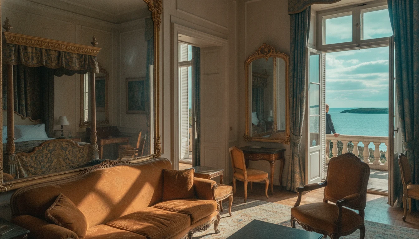 Imperial historic suite with terrace doors toward the sea